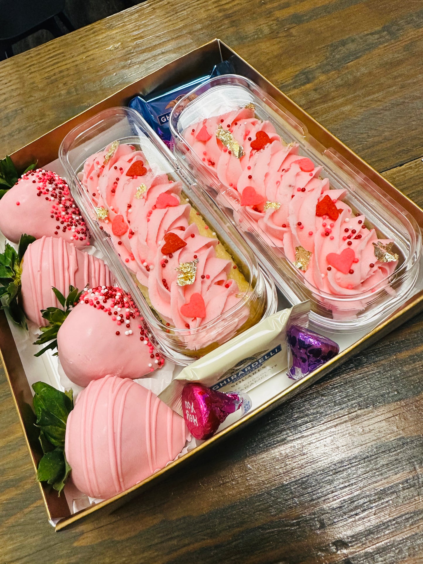 4 Large Strawberries & Two Cake Slices AVAILABLE 2/1-2/22